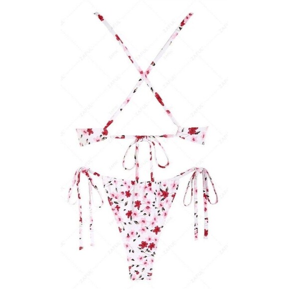 Zaful Floral Underwire Bikini Set with Tie Side Bottoms Size M - Picture 3 of 7